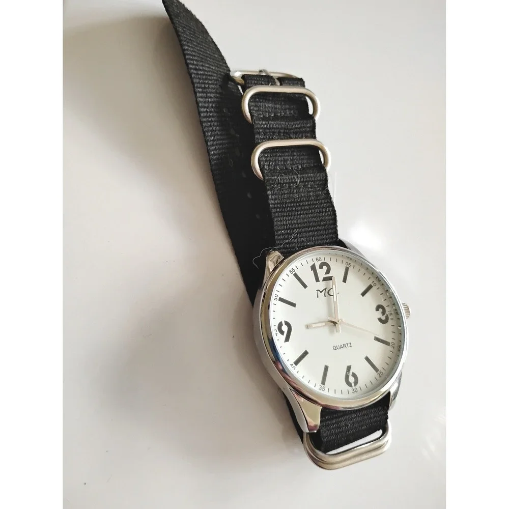 ▪️Y2K MC Utility Retro Nautical Watch Black Canvas Streetwear Skater quartz